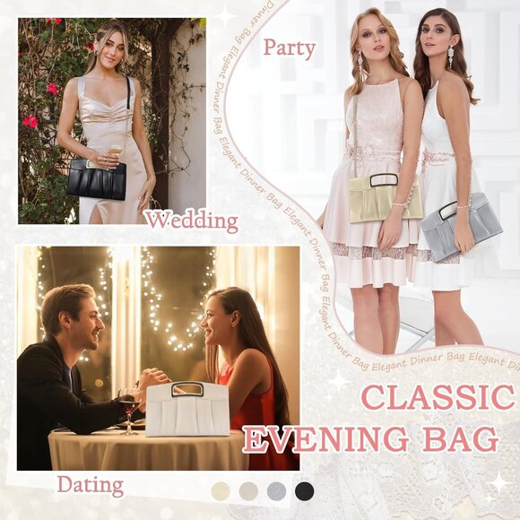 Chic Pleated Evening Clutch for Women - Versatile Handbag with Zipper Closure - Picture 6 of 7